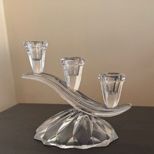 Anna Hutte Bleikristall 3-Light Candlestick Cascading Glass Wave